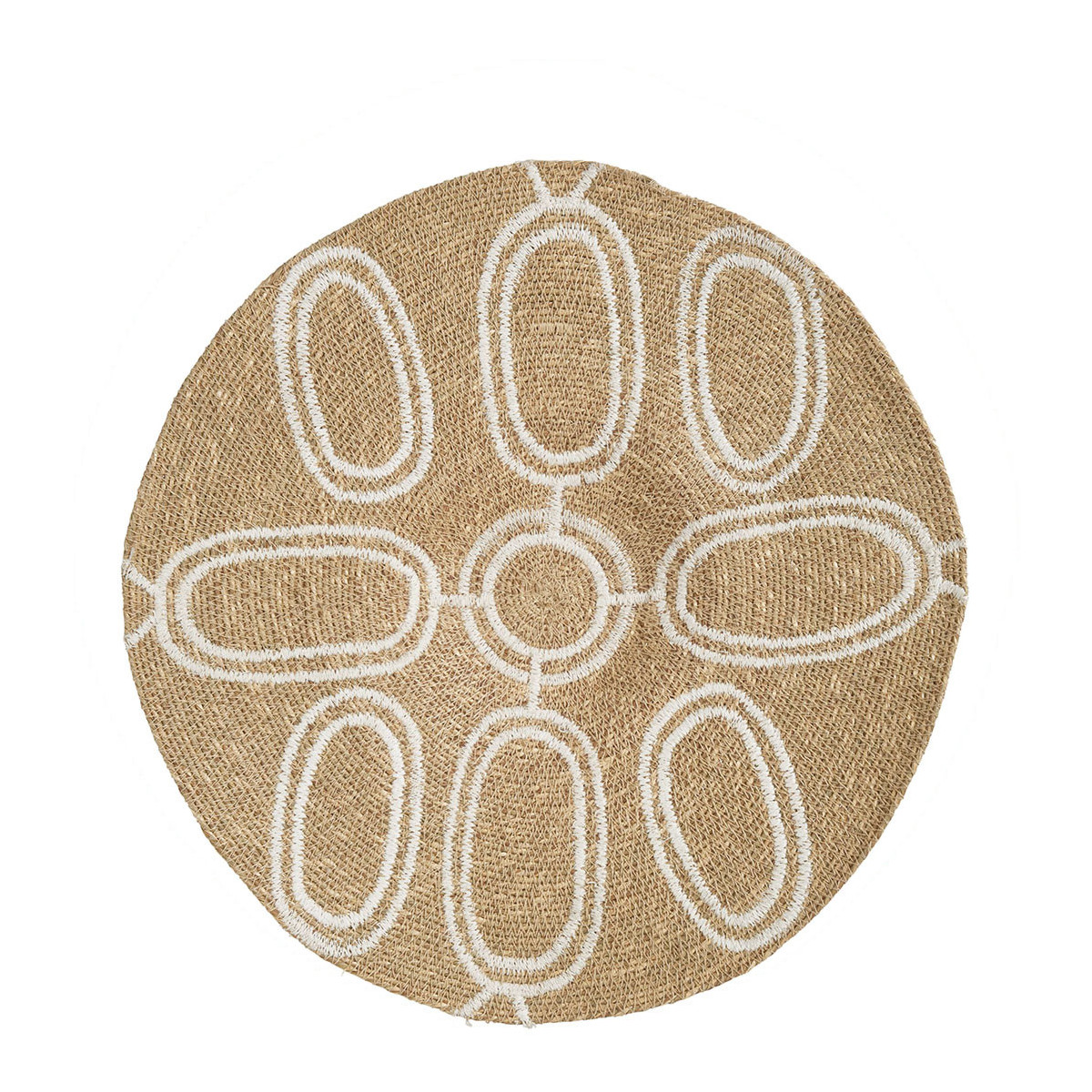 Décoration murale jonc de mer naturel dia 47 beige, BLANC D’IVOIRE