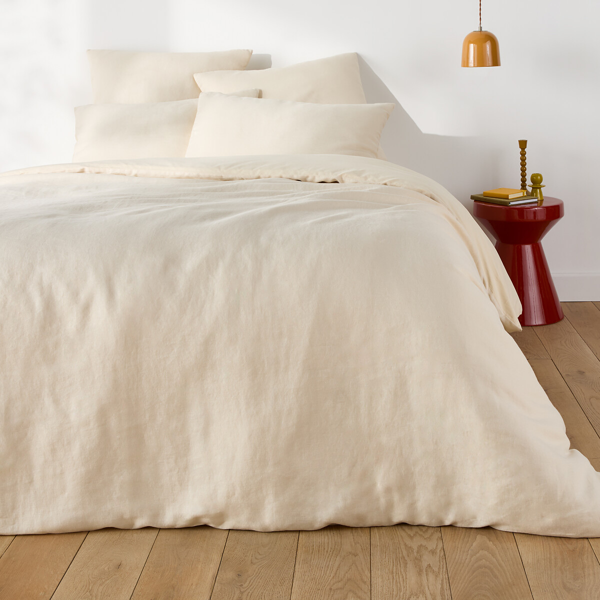 Annaba Two-Sided Washed Linen & Cotton Pillowcase chalk, LA REDOUTE INTERIEURS