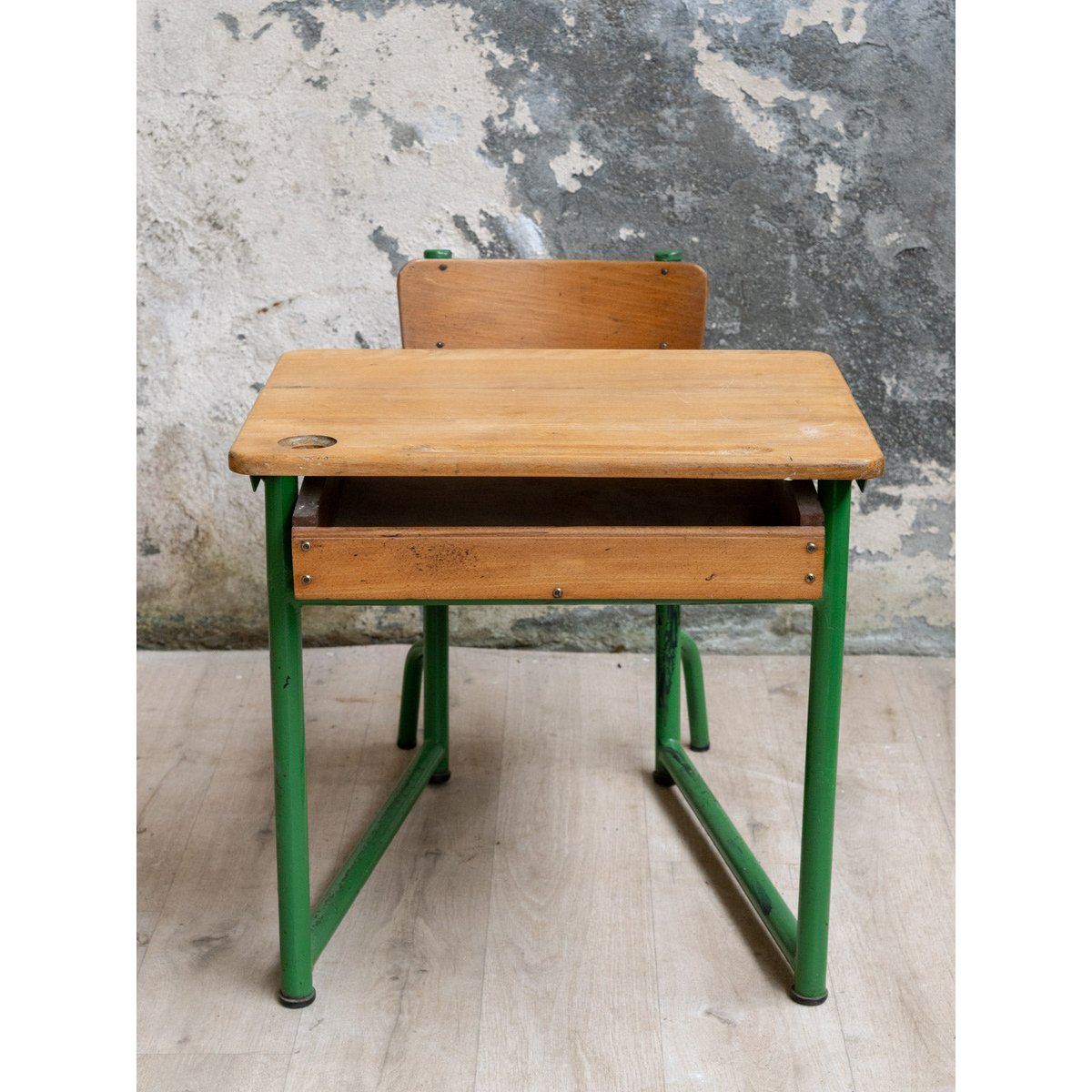 Bureau et la chaise d'écolier Edouard N°1090 - Bon état bois clair, DEBONGOUT