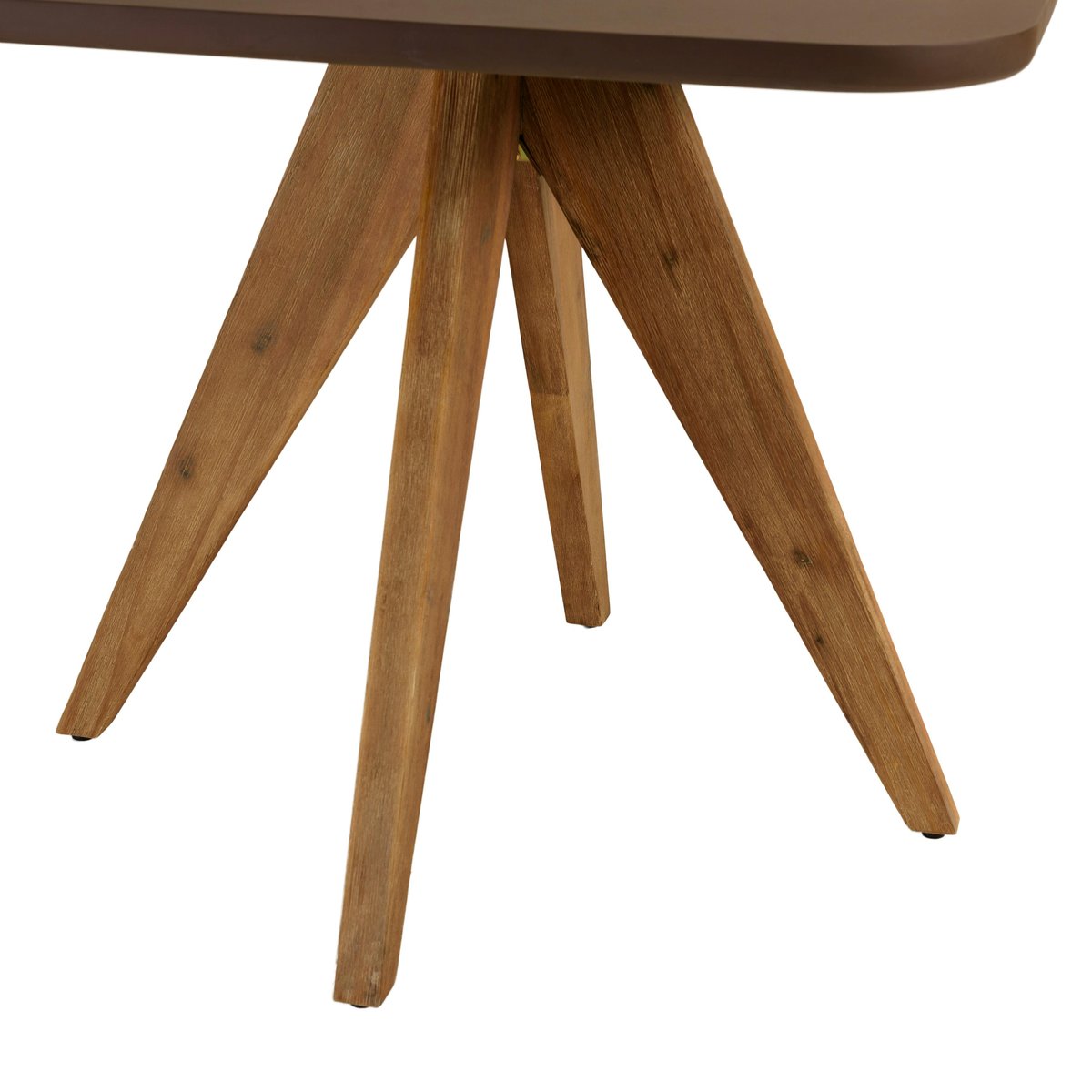 Table à manger carrée 90 cm effet béton marron pied bois d'acacia CALVI marron, PIER IMPORT