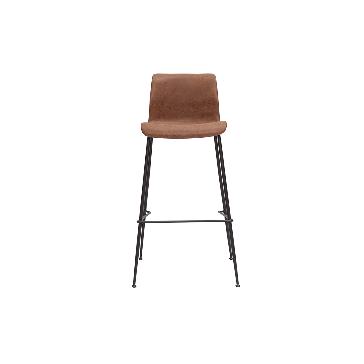 Tabourets de bar fixes pieds métal noir H75 (lot de 2) HAROLD marron, MILIBOO