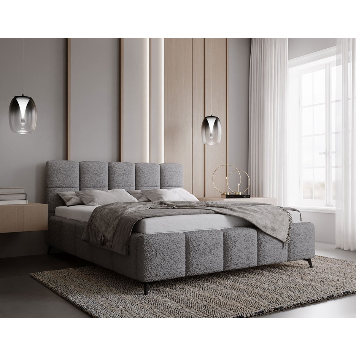 Lit coffre - PAULITO gris, BEST MOBILIER