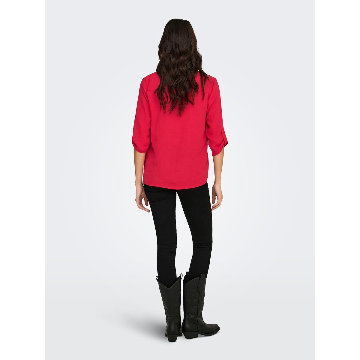 Blouse manches 3/4, col V rouge, JDY