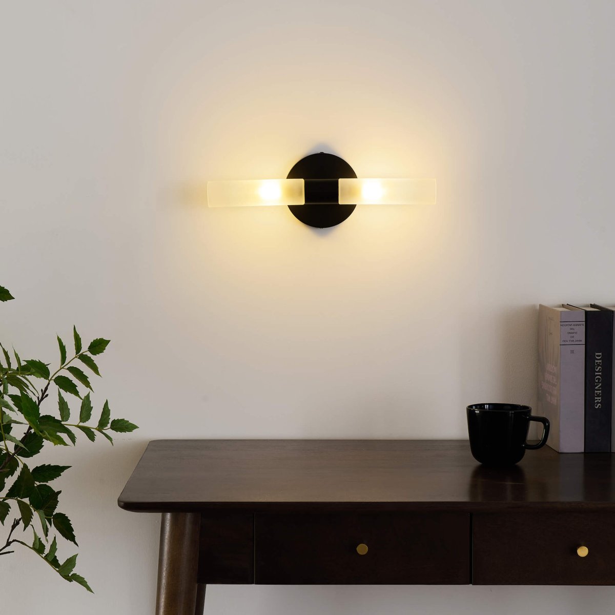 Applique élégante avec verre opalin - LORETO noir et blanc, KOSILUM