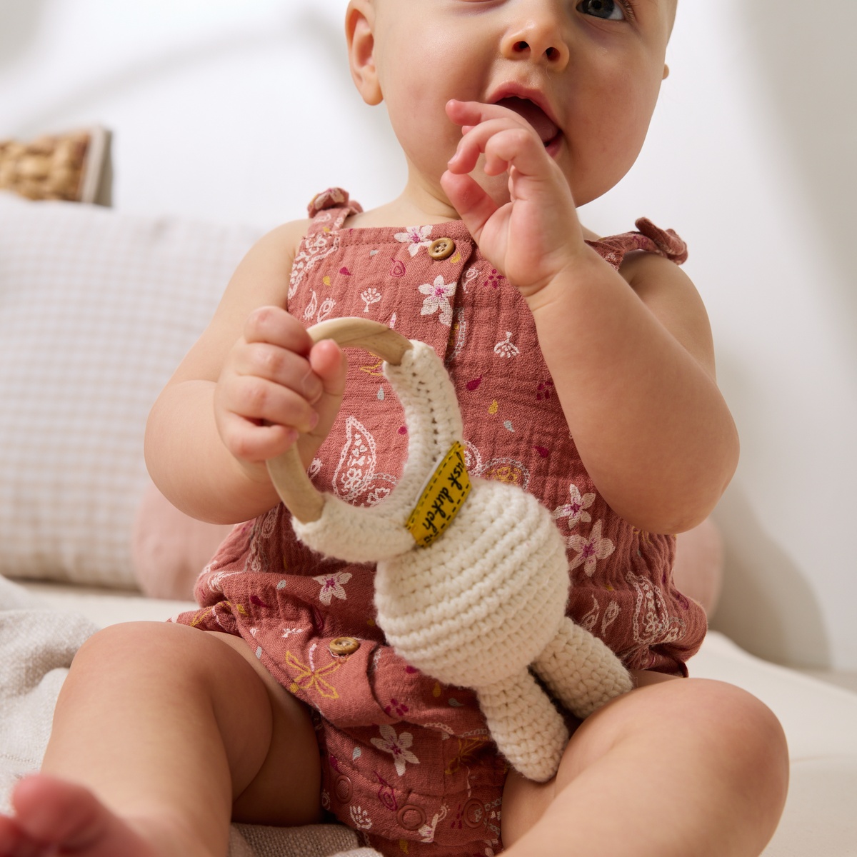 Barboteuse bébé en gaze de coton Arizona terracotta, PETIT BEGUIN