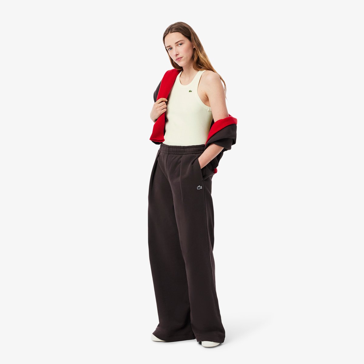 Débardeur slim fit coton côtelé blanc-70v, LACOSTE