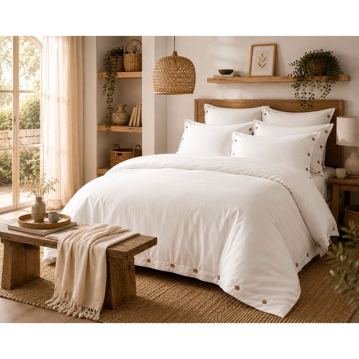Housse de couette en percale Perrine blanc, EDEN
