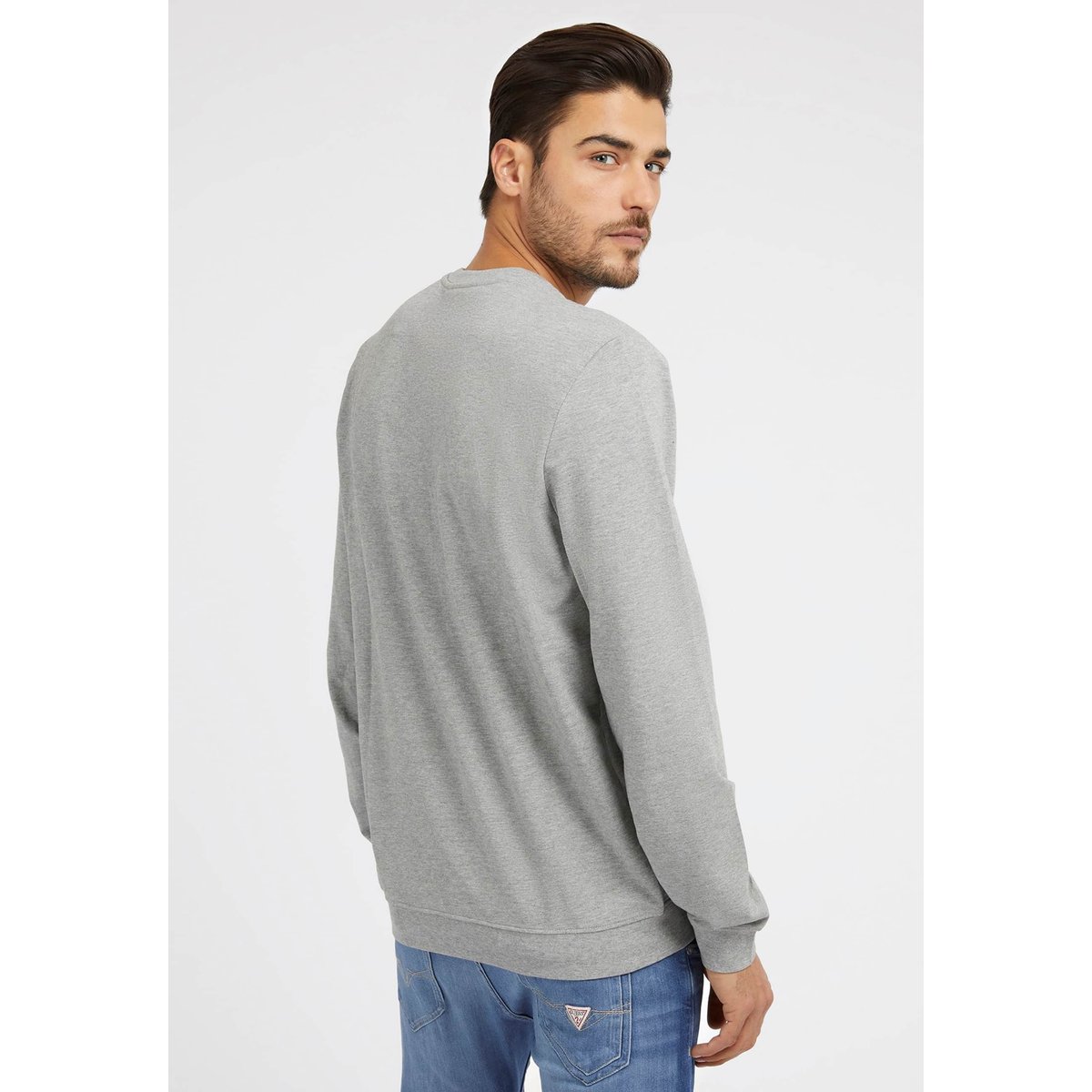 GUESS Sweat-shirt logo triangle gris clair, GUESS