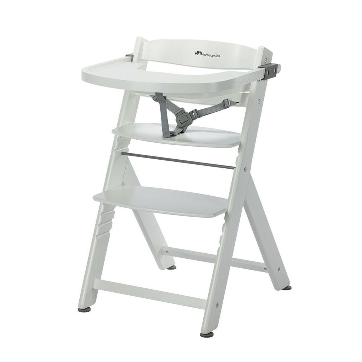Chaise Haute Bébé En Bois Avec Coussin Timba white, BEBECONFORT