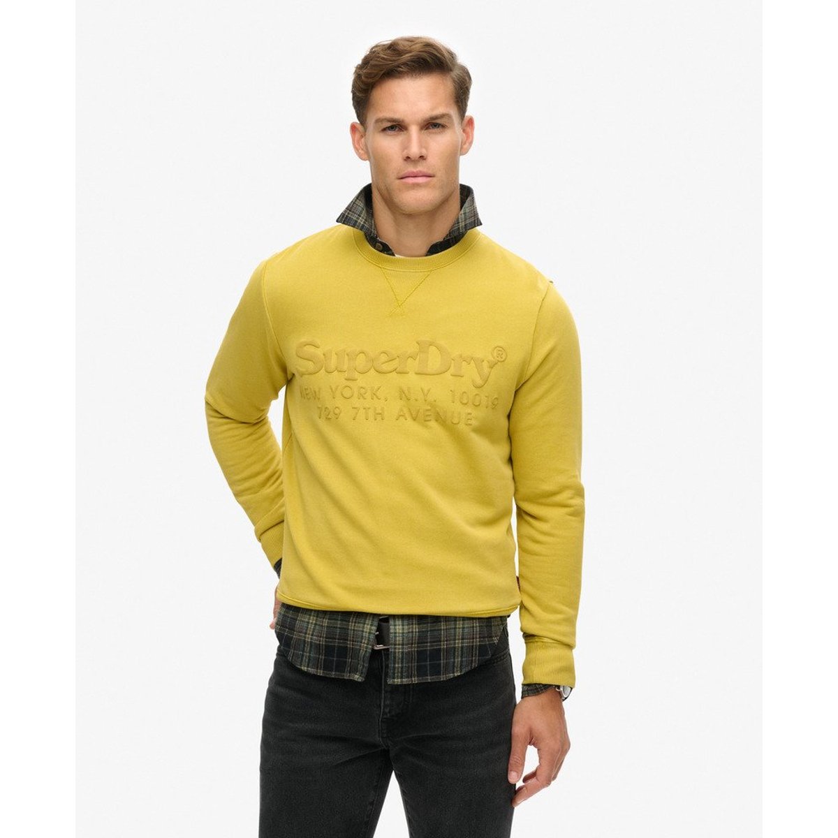 Sweat à logo ton sur ton Venue jaune pétrole, SUPERDRY