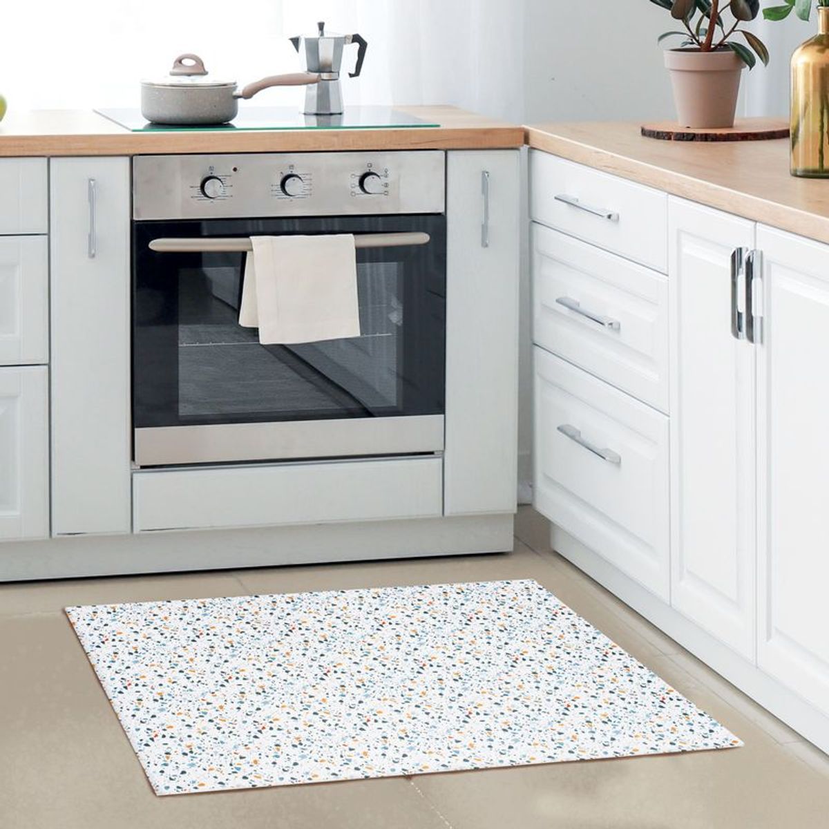 Tapis de cuisine imprimé terrazzo TERRAZZO VINYLE - vinyle antidérapant multicolore, THE DECO FACTORY