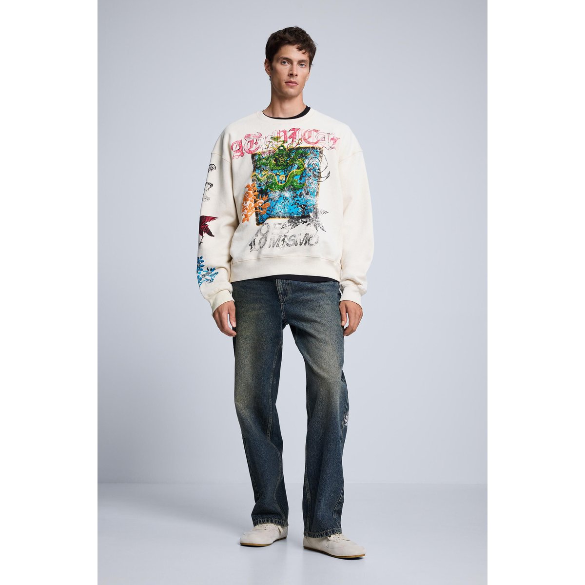 sweat imprimé japon beige, DESIGUAL