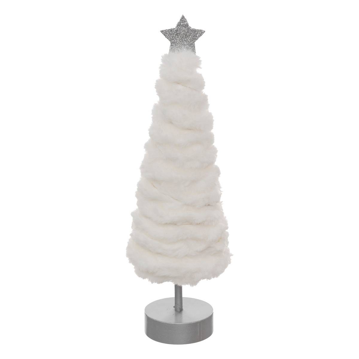 Sapin avec imitation fourrure LED 38 cm blanc, FEERIC LIGHTS & CHRISTMAS