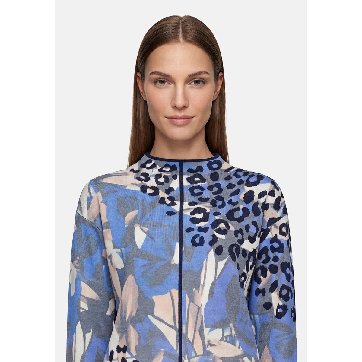 Pull-over en maille à imprimé bleu/beige, BETTY BARCLAY