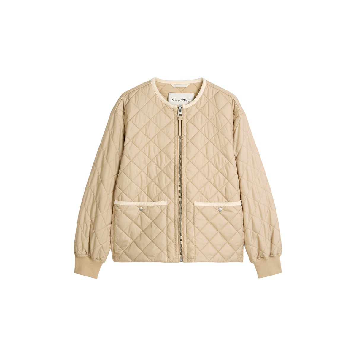 Veste matelassée sans col relaxed en polyester recyclé beige, MARC O'POLO