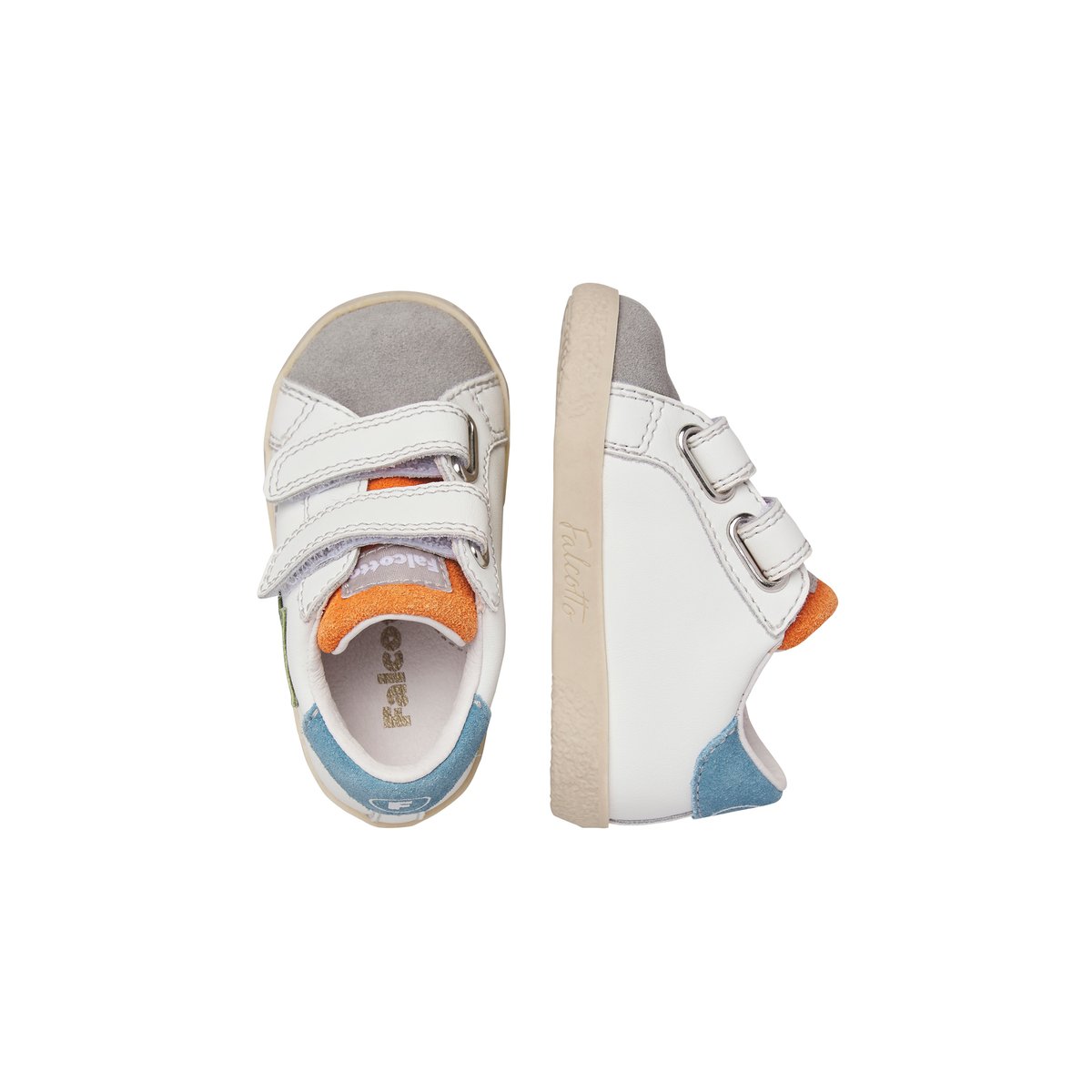 Baskets en cuir et en daim ALNOITE 2 VL. blanc-gris-, FALCOTTO