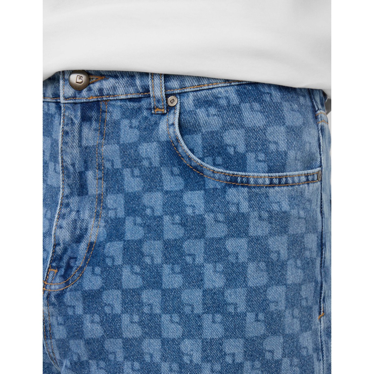 Loose jean imprimé bleu moyen, BZB