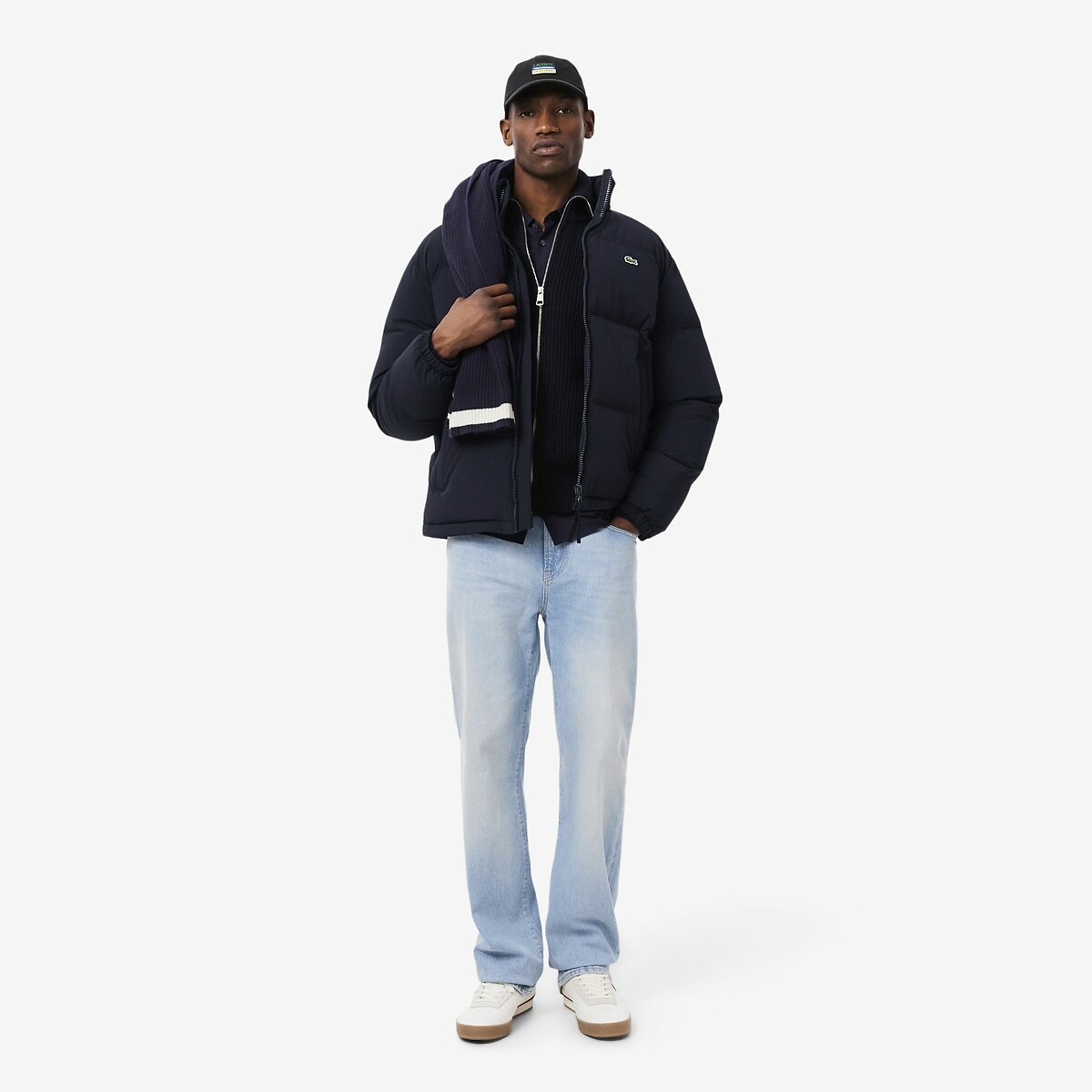 Doudoune chaude avec capuche intégrée bleu marine, LACOSTE