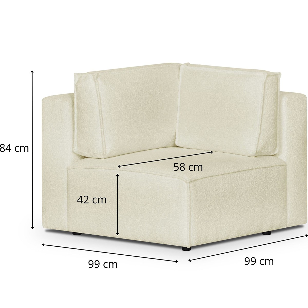 Canapé d'angle droit convertible 9/10 places en tissu bouclé - Harper Mod beige, HOMIFAB