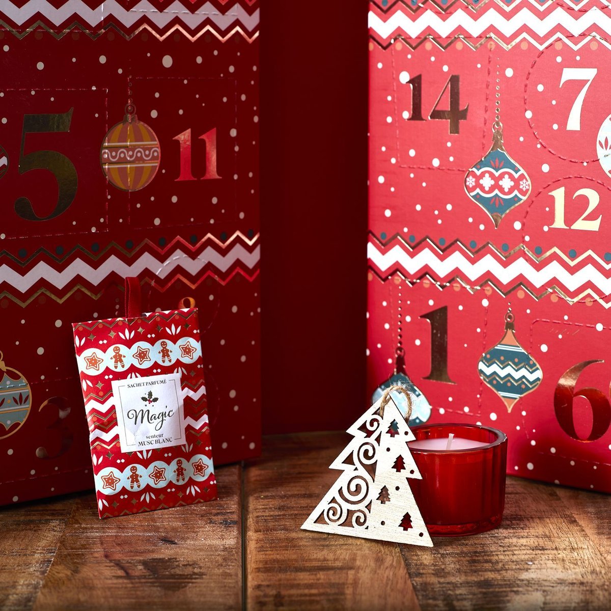 Calendrier de l'Avent 24 surprises de Noël rouge, THE HOME DECO FACTORY