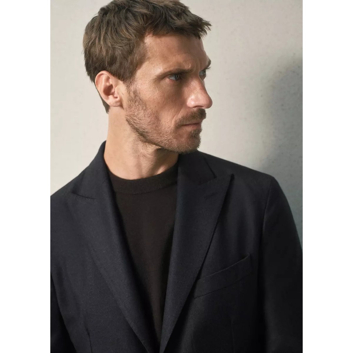Blazer de costume en flanelle ajusté gris anthracite, MANGO MAN