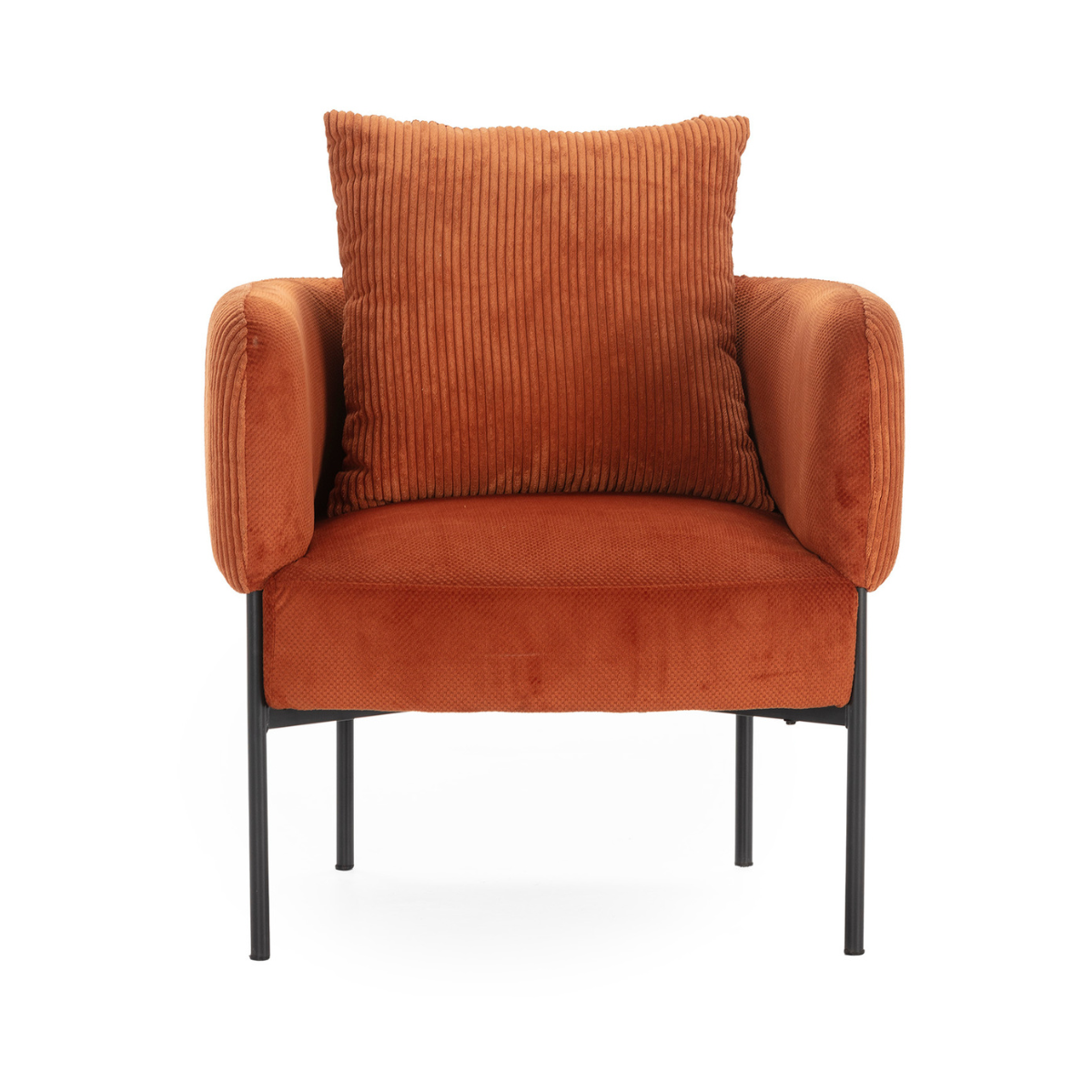 Fauteuil en tissu avec pieds en métal noir L73 cm - ARUNI orange, CALICOSY