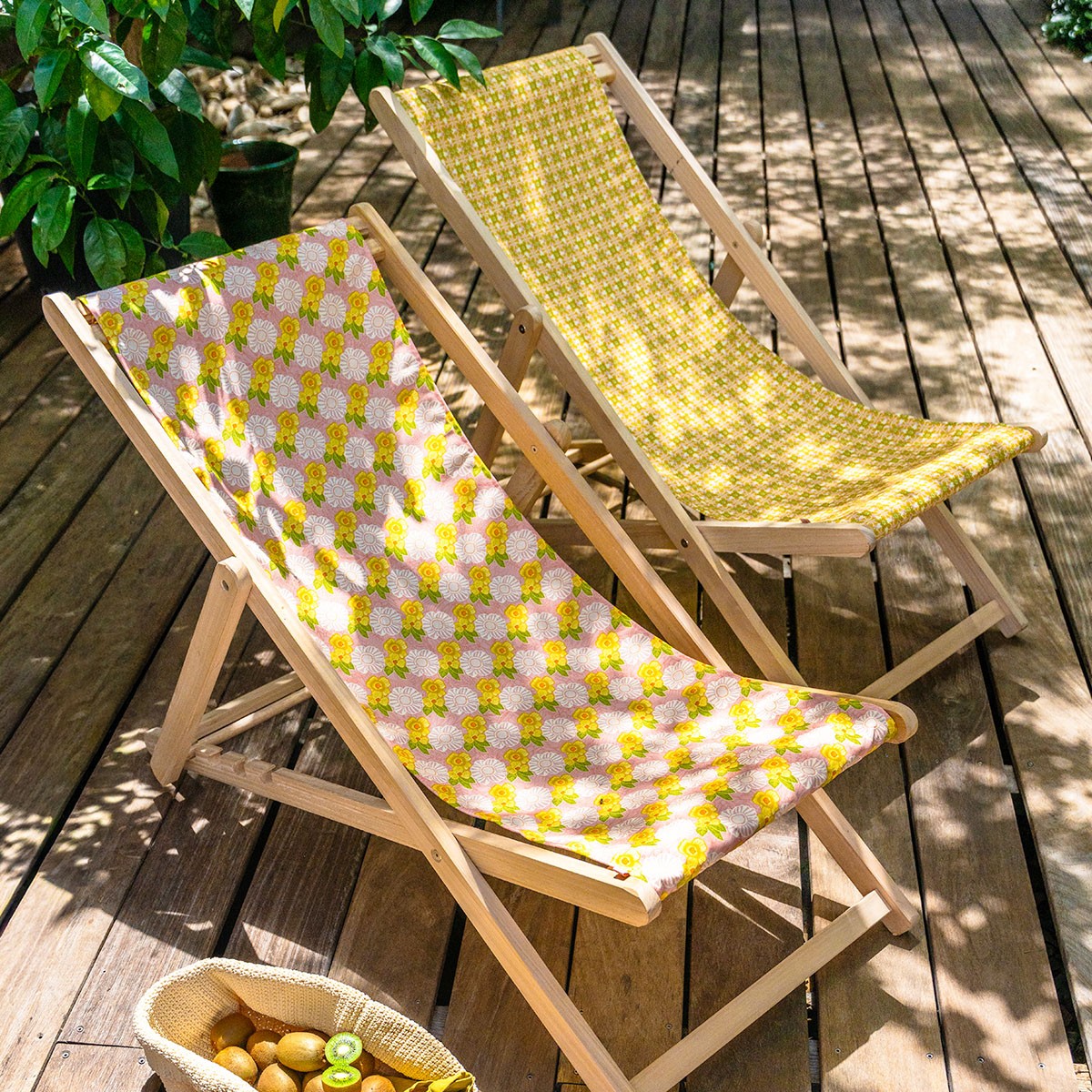 Chilienne en eucalyptus et toile outdoor, THAIS rose, VENT DE BOHÈME