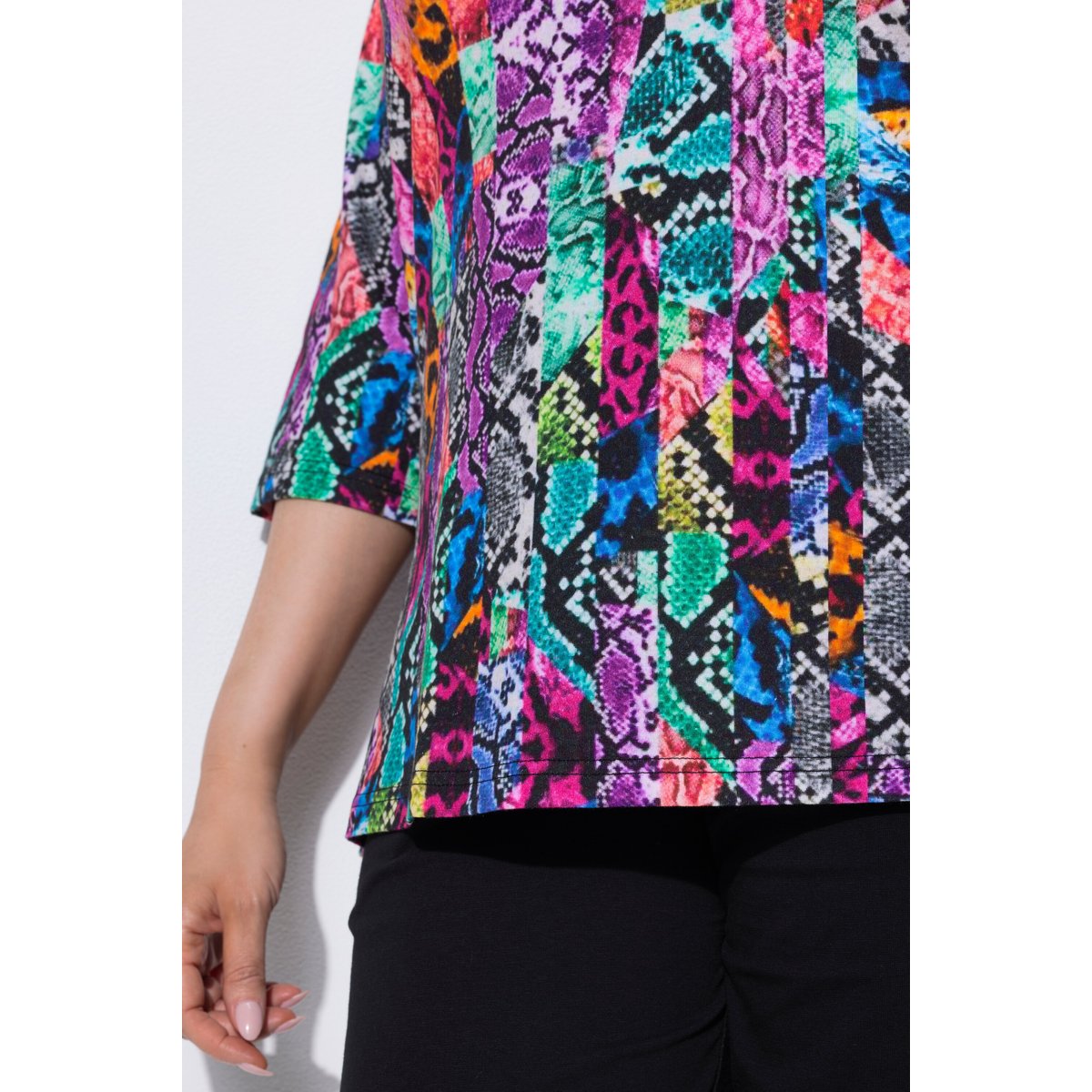 T-shirt long motif peau de serpent noir, ULLA POPKEN
