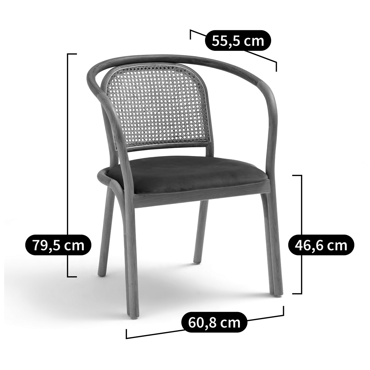 Fauteuil de table chêne et cannage, Joana orange cuit, LA REDOUTE INTERIEURS