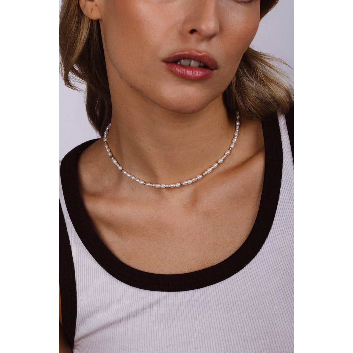 Collier Grain de riz - Perles de culture or/perles de cultures blanches, YAY PARIS