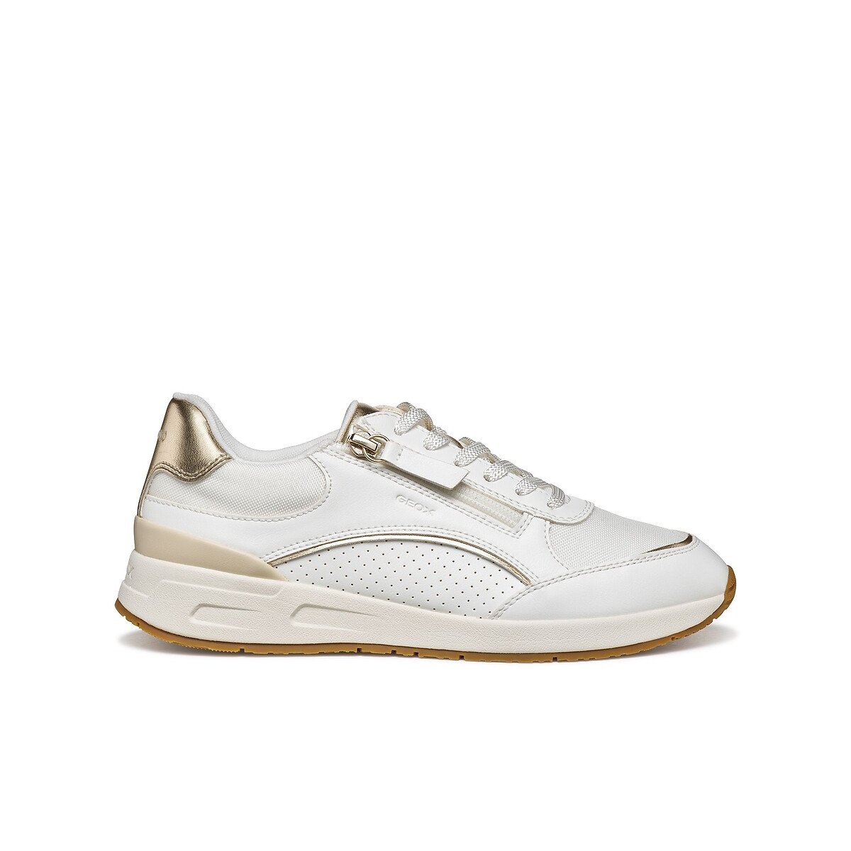 Ademende sneakers, BULMYA wit/goudkleur, GEOX