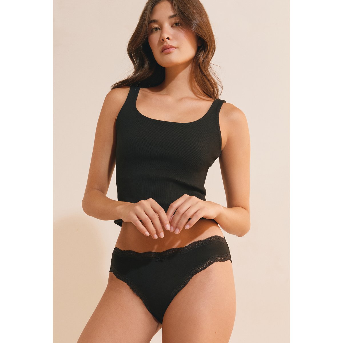 Lots de 3 culottes en coton et dentelle JIM noir, ETAM