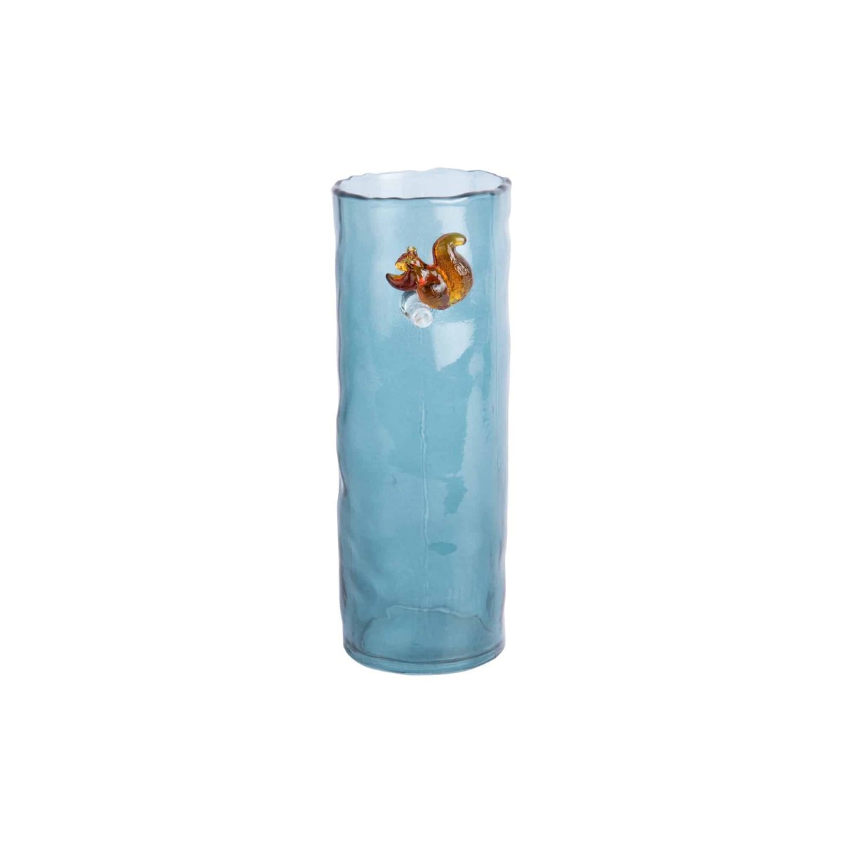 Vase Verre SQUIRREL ON BRANCH bleu, PRESENT TIME