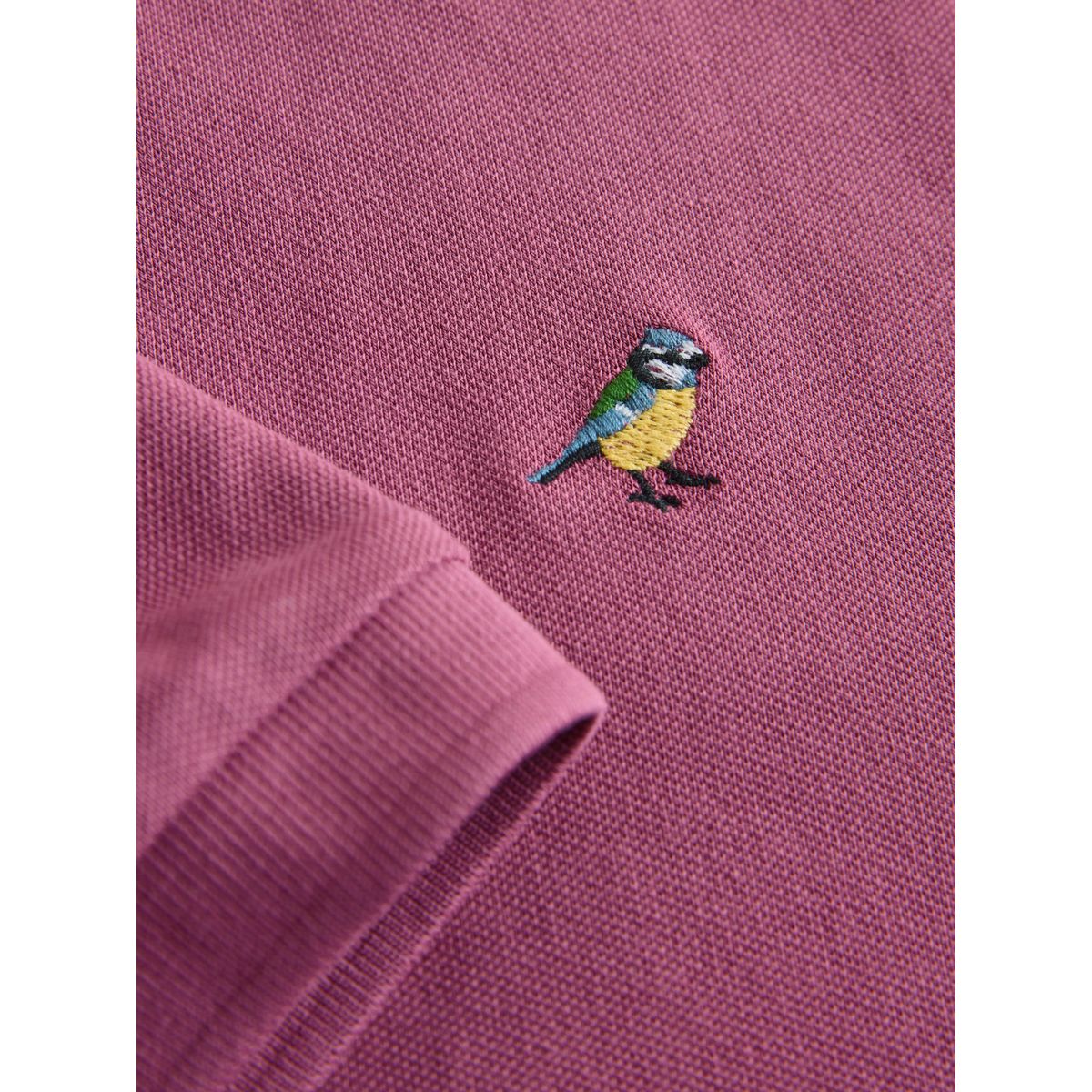 Polo en piqué à manches courtes broderie rose prune, NEXT