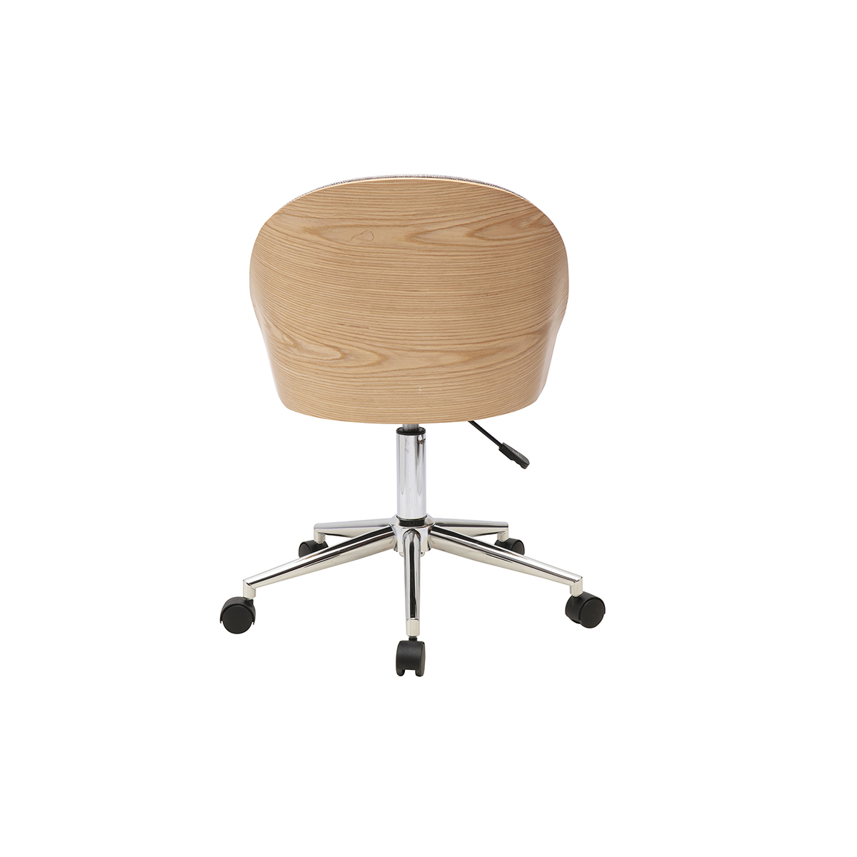 Chaise de bureau à roulettes noire, bois foncé et métal TUCSON gris, MILIBOO
