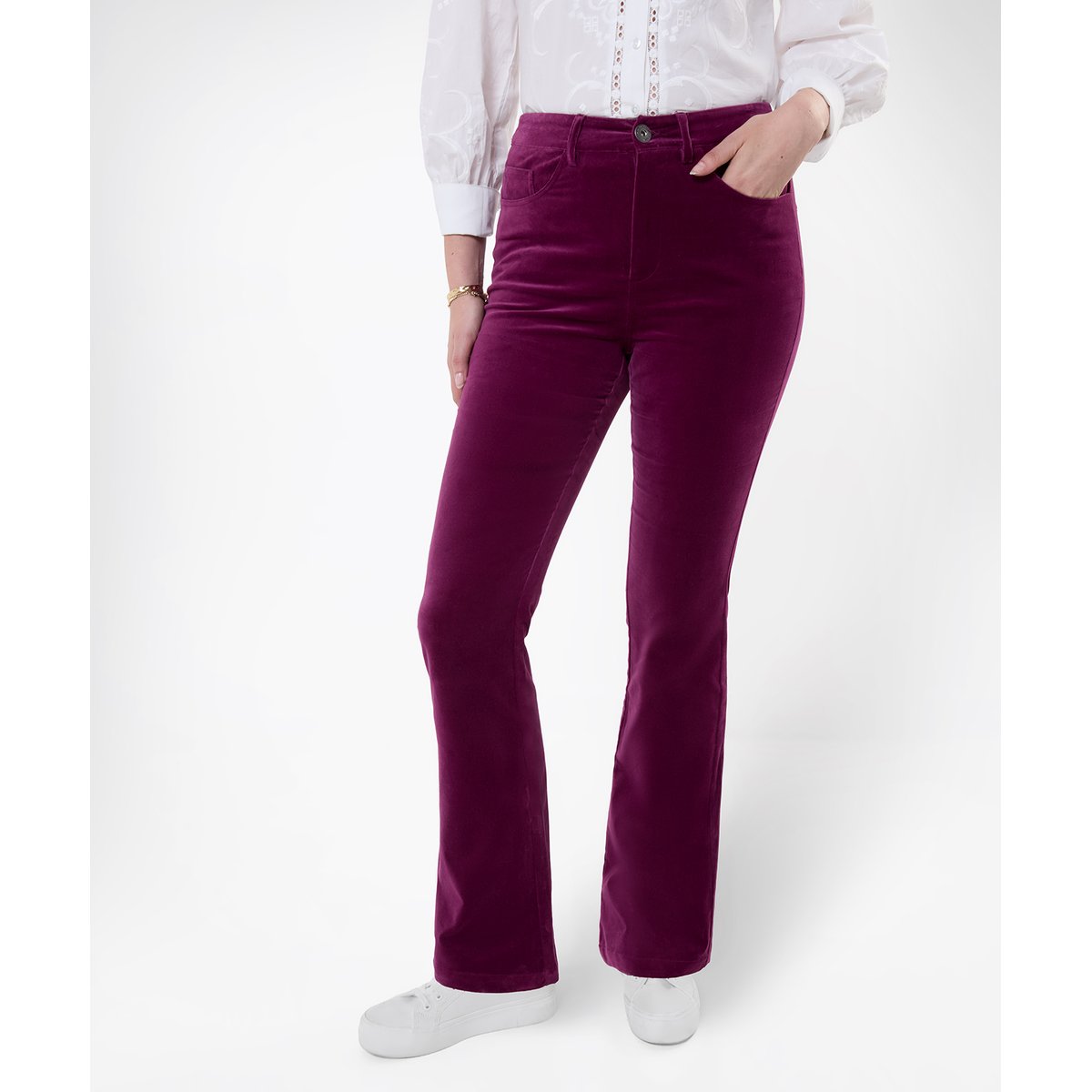 Luxueux Pantalon Bootcut en Moleskine rose, JOE BROWNS