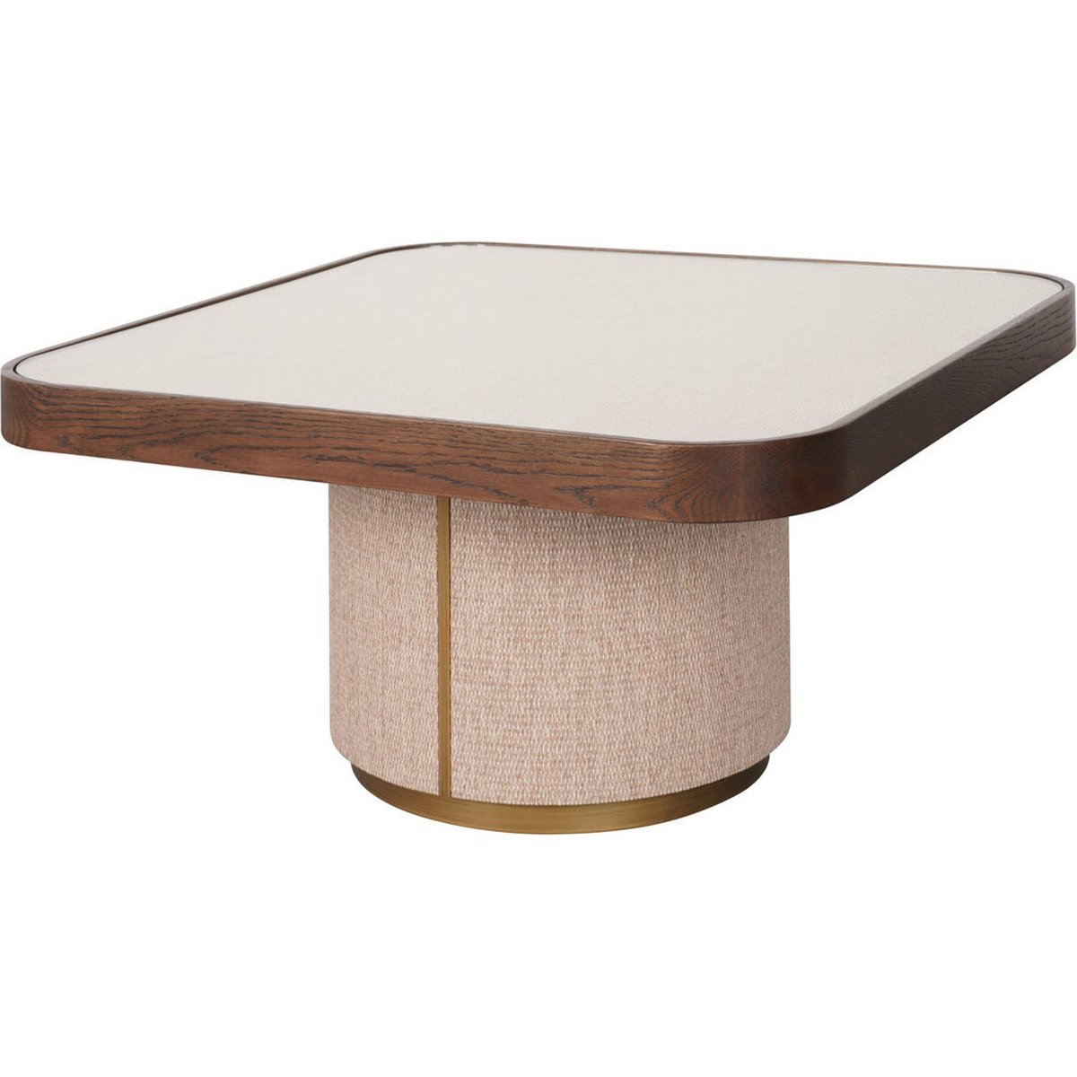 Table basse gigogne lot de 2, Plateau verre beige et bois brun, RECOLLECTION