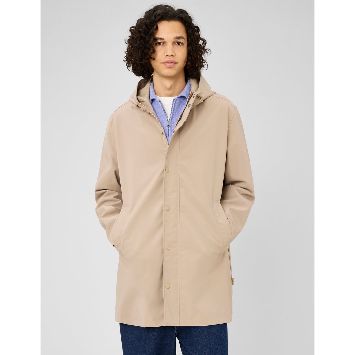 Parka légère à capuche marron, BZB