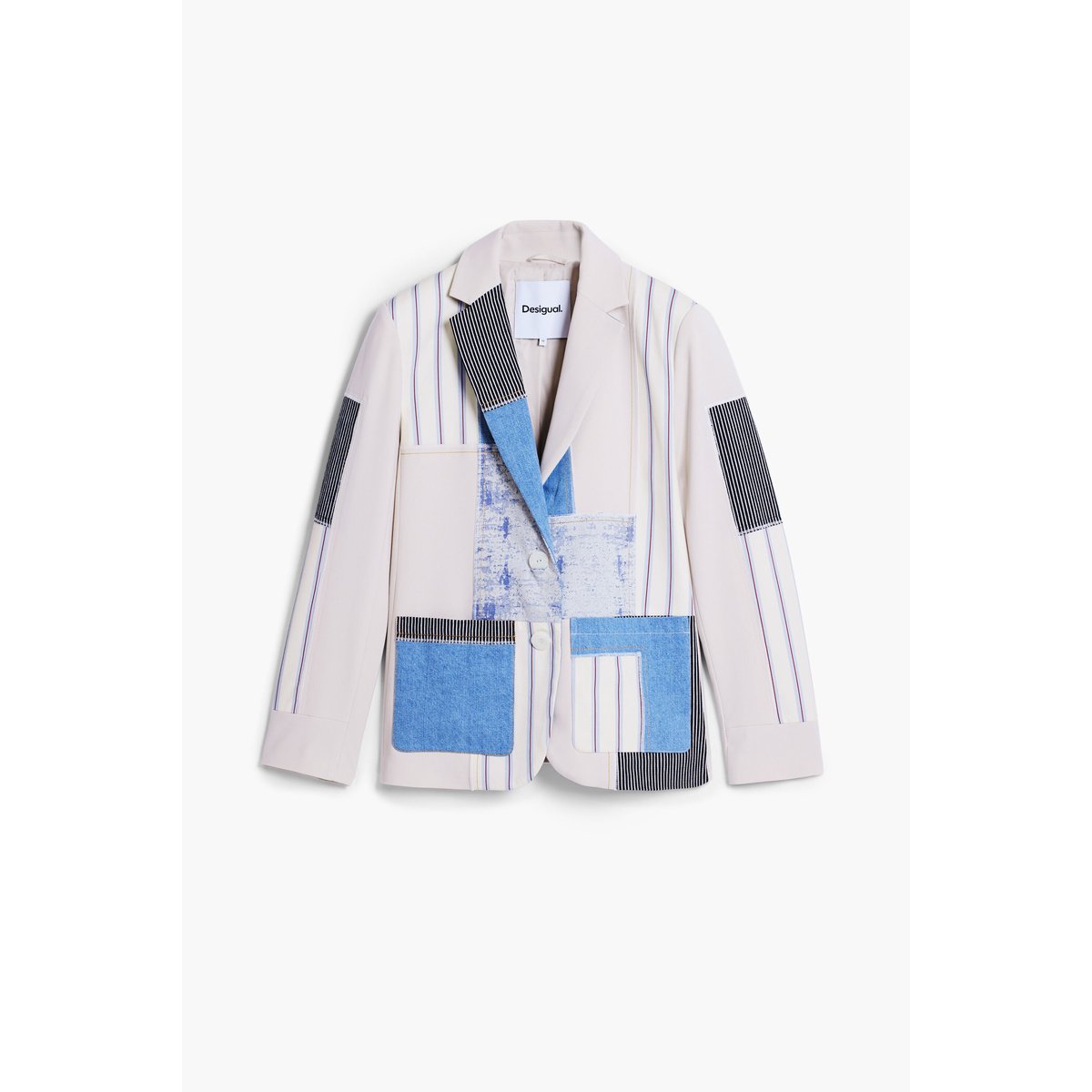 Patchwork blazer beige, DESIGUAL