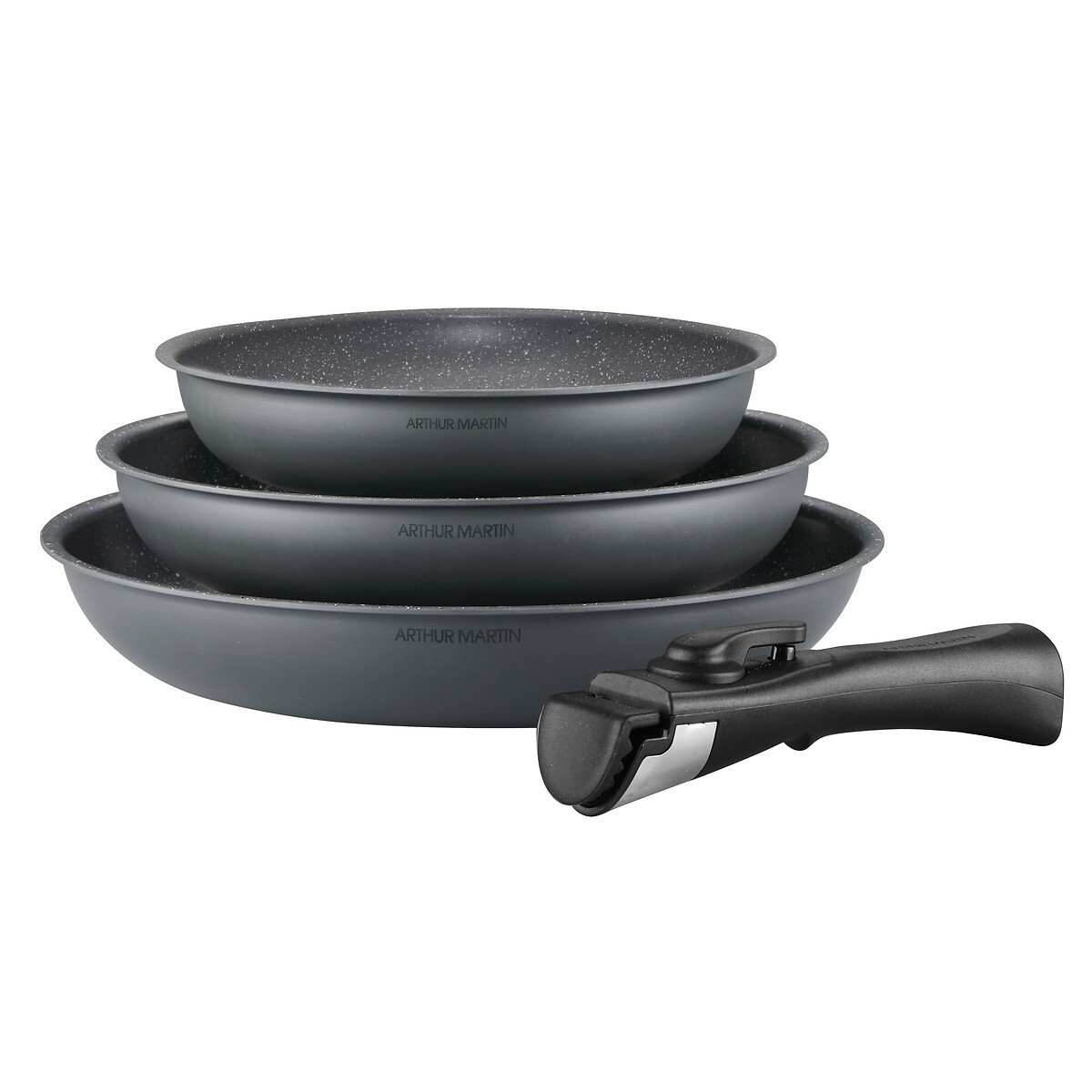 Set of 3 Pans with Handle charcoal, ARTHUR MARTIN