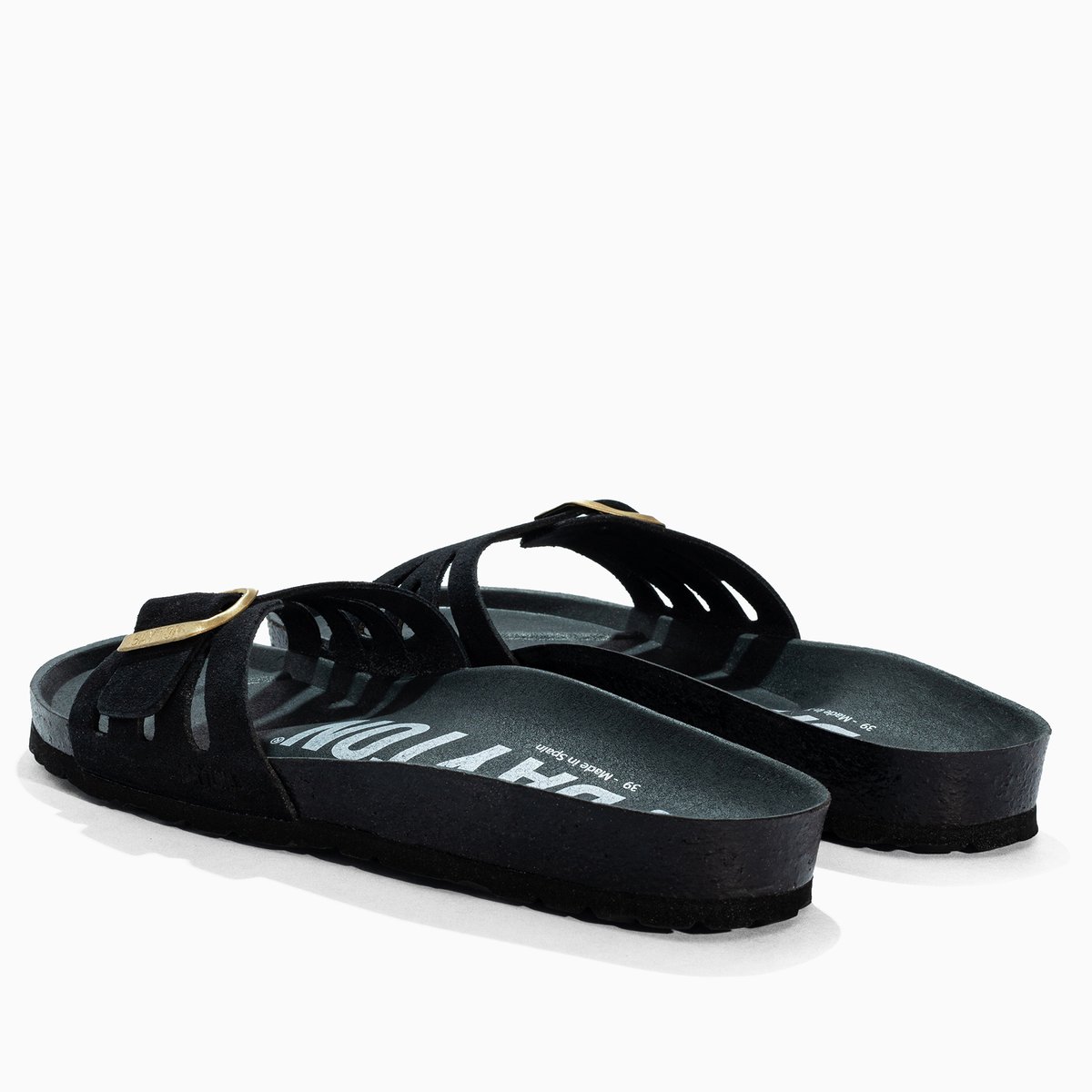 Sandales en cuir suédé ATHENA black, BAYTON