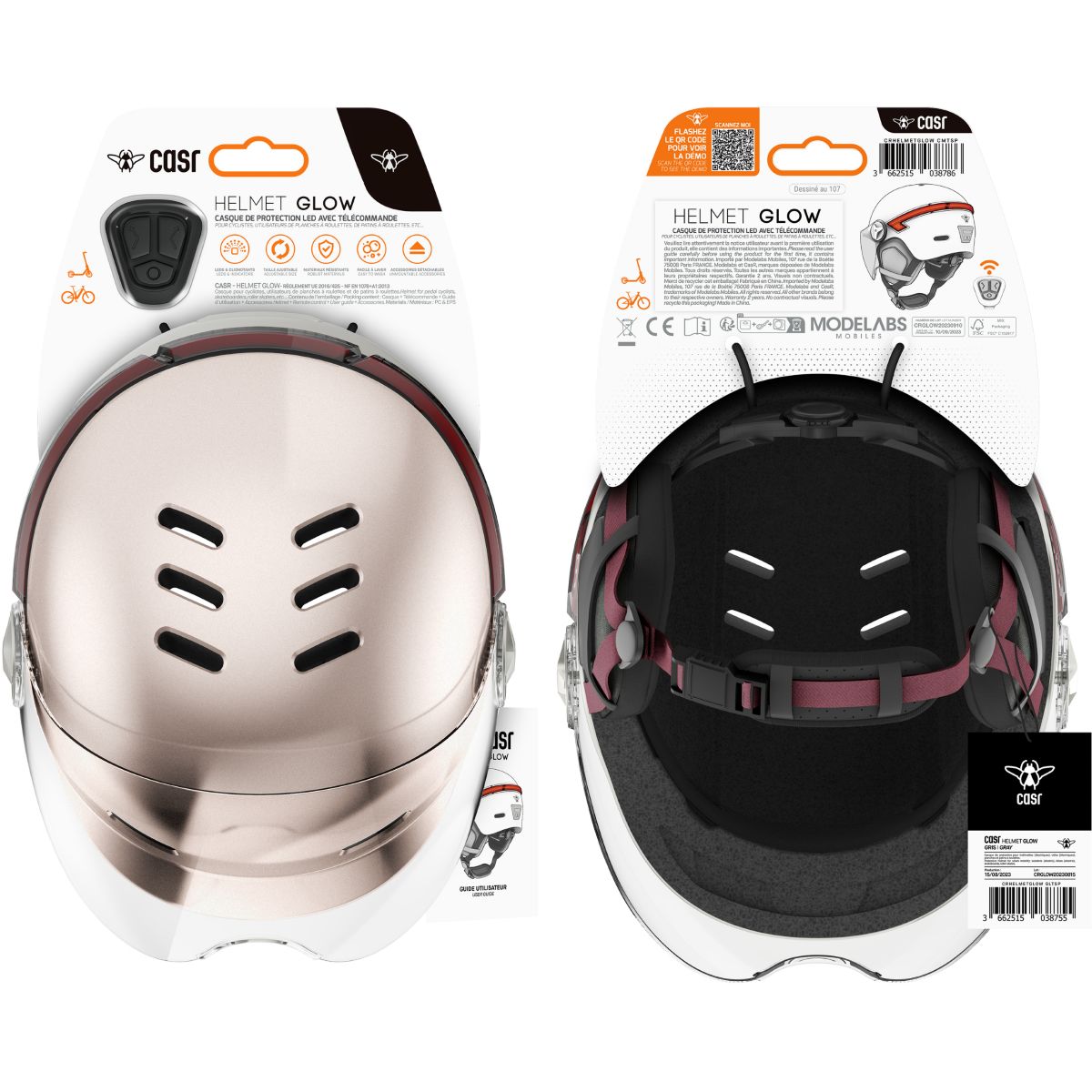 Casque trottinette Led Glow rose taille L rose, CASR