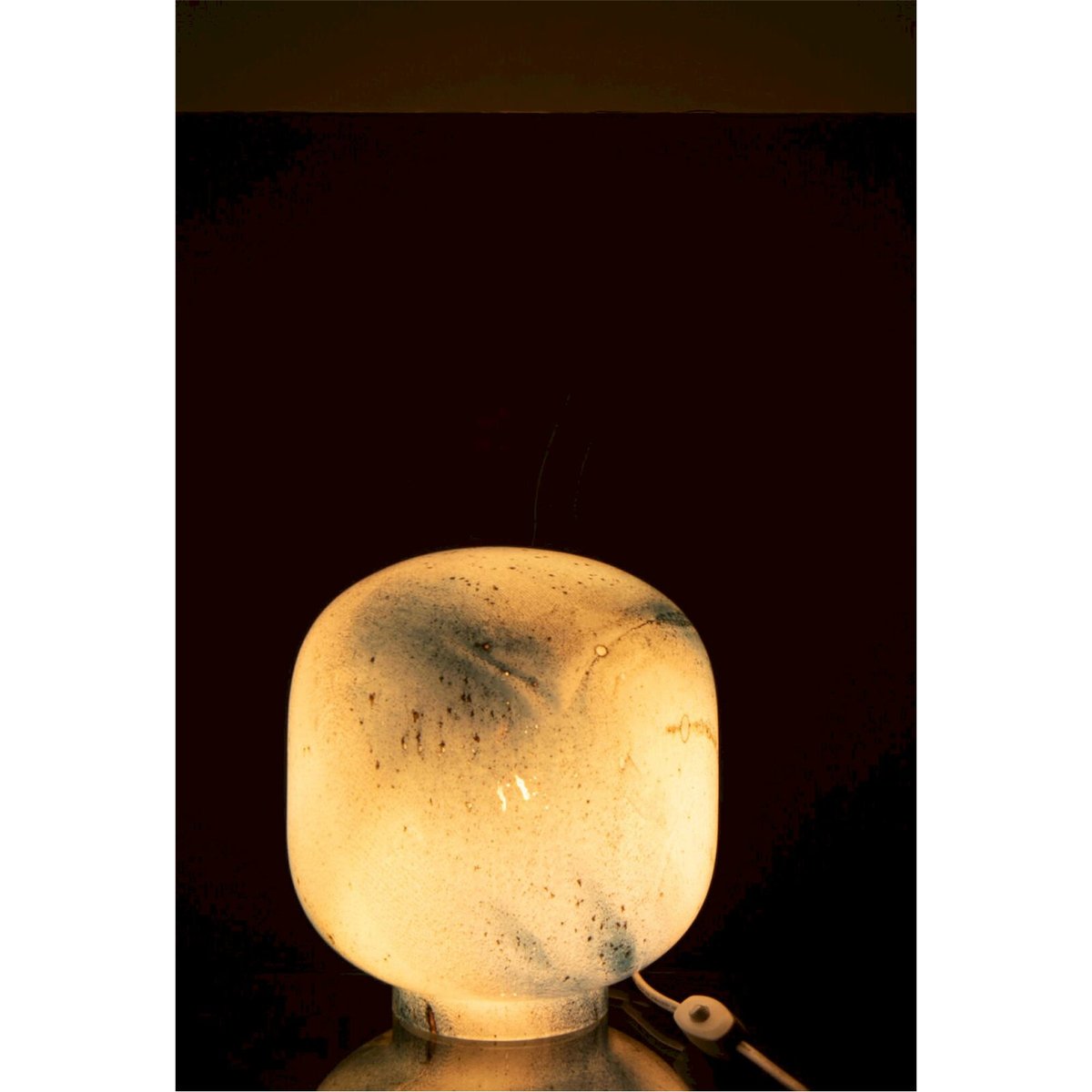 Lampe de table en verre soufflé bleu et blanc, RECOLLECTION