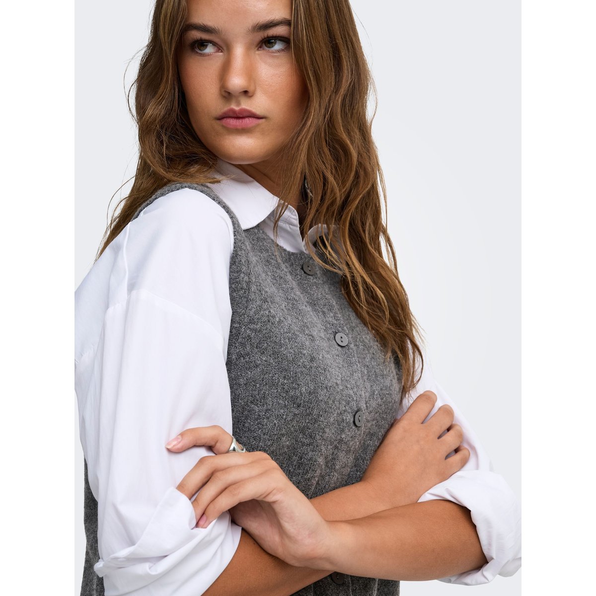 Gilet dark grey melange, ONLY
