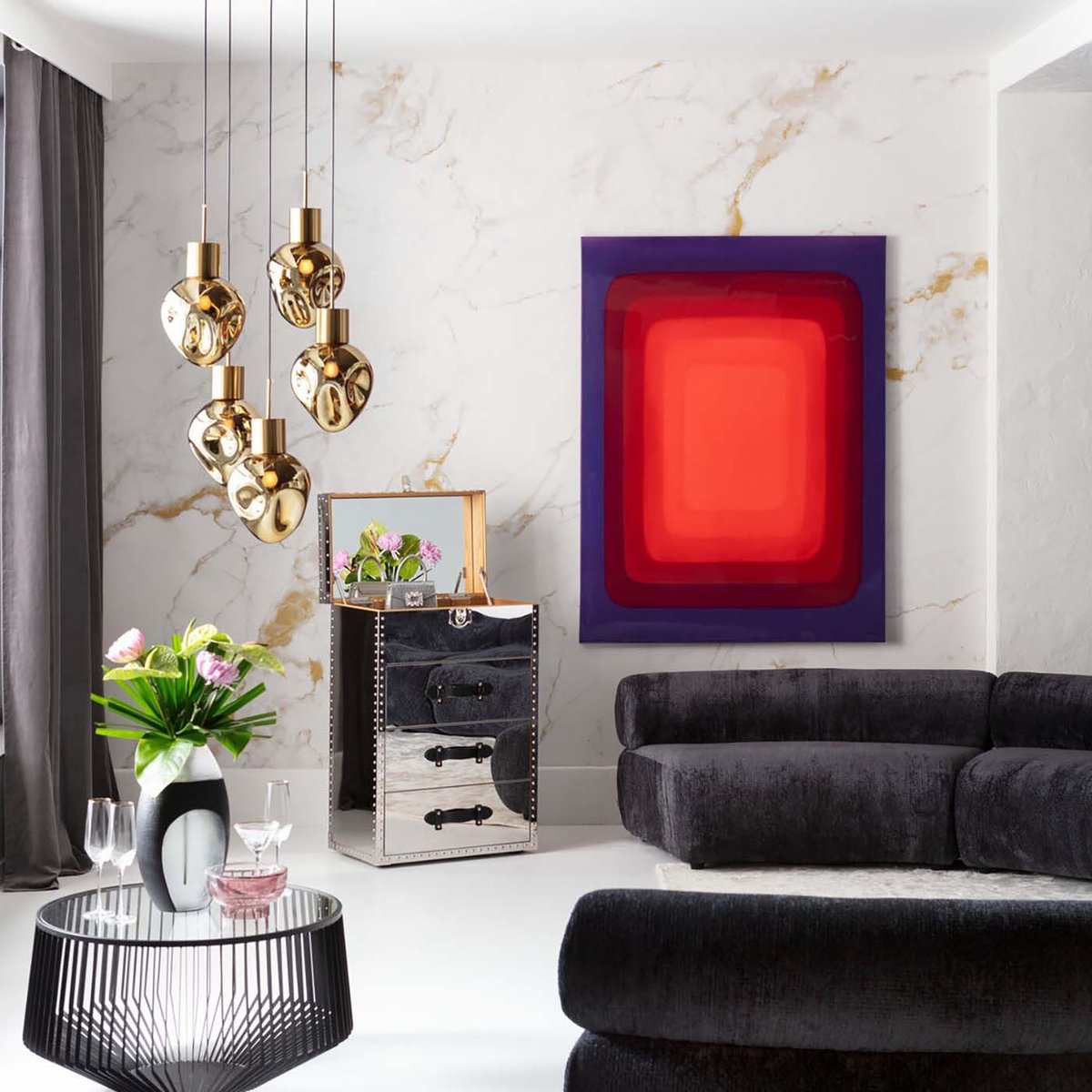 Chiffonnier en acier brillant, VEGAS argent, KARE DESIGN