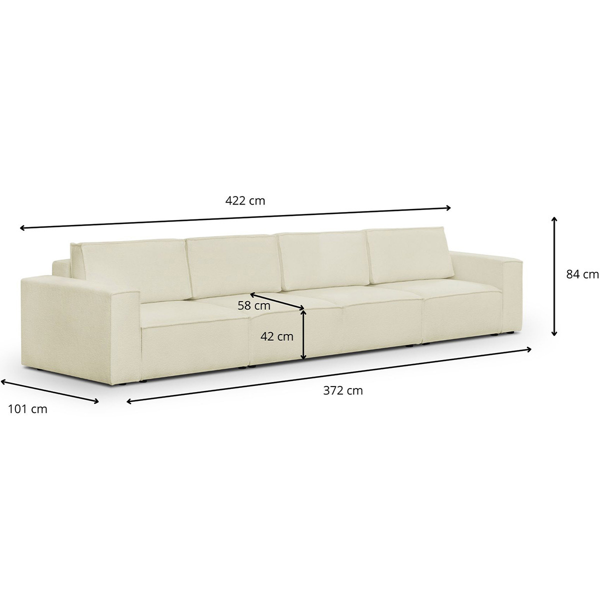 Canapé convertible 7 places en tissu bouclé - HARPER MOD ecru, HOMIFAB