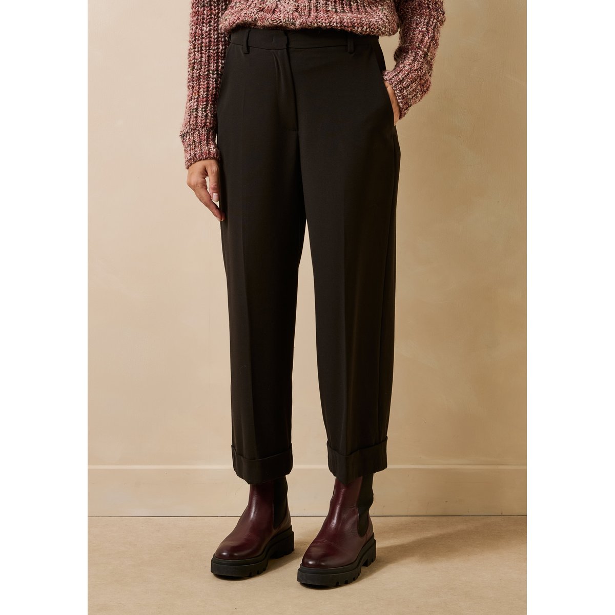 Pantalon 7/8ème droit et large noir, LA FEE MARABOUTEE