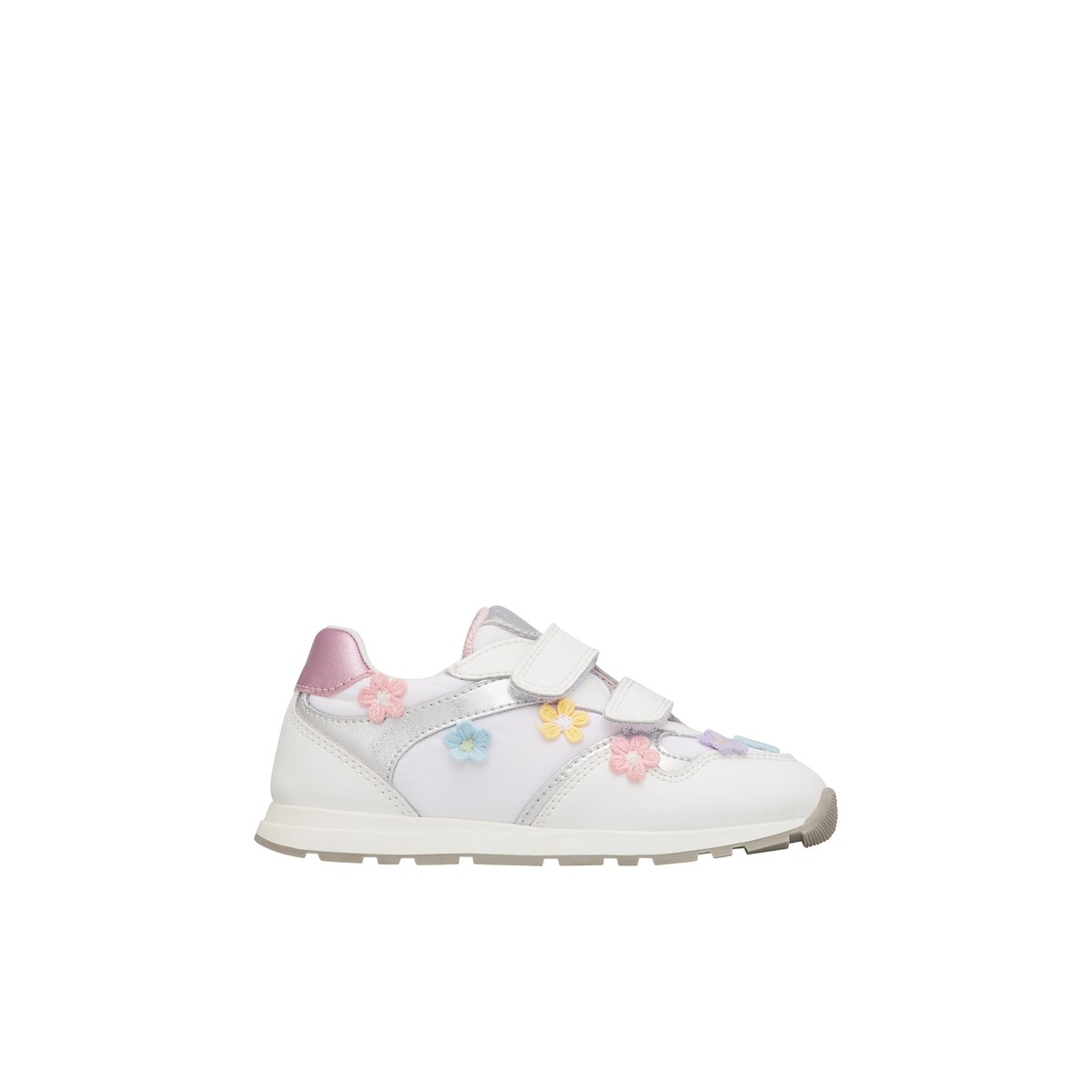 Sneakers en cuir et tissu avec des fleurs appliquées LUCY VL. blanc-, NATURINO