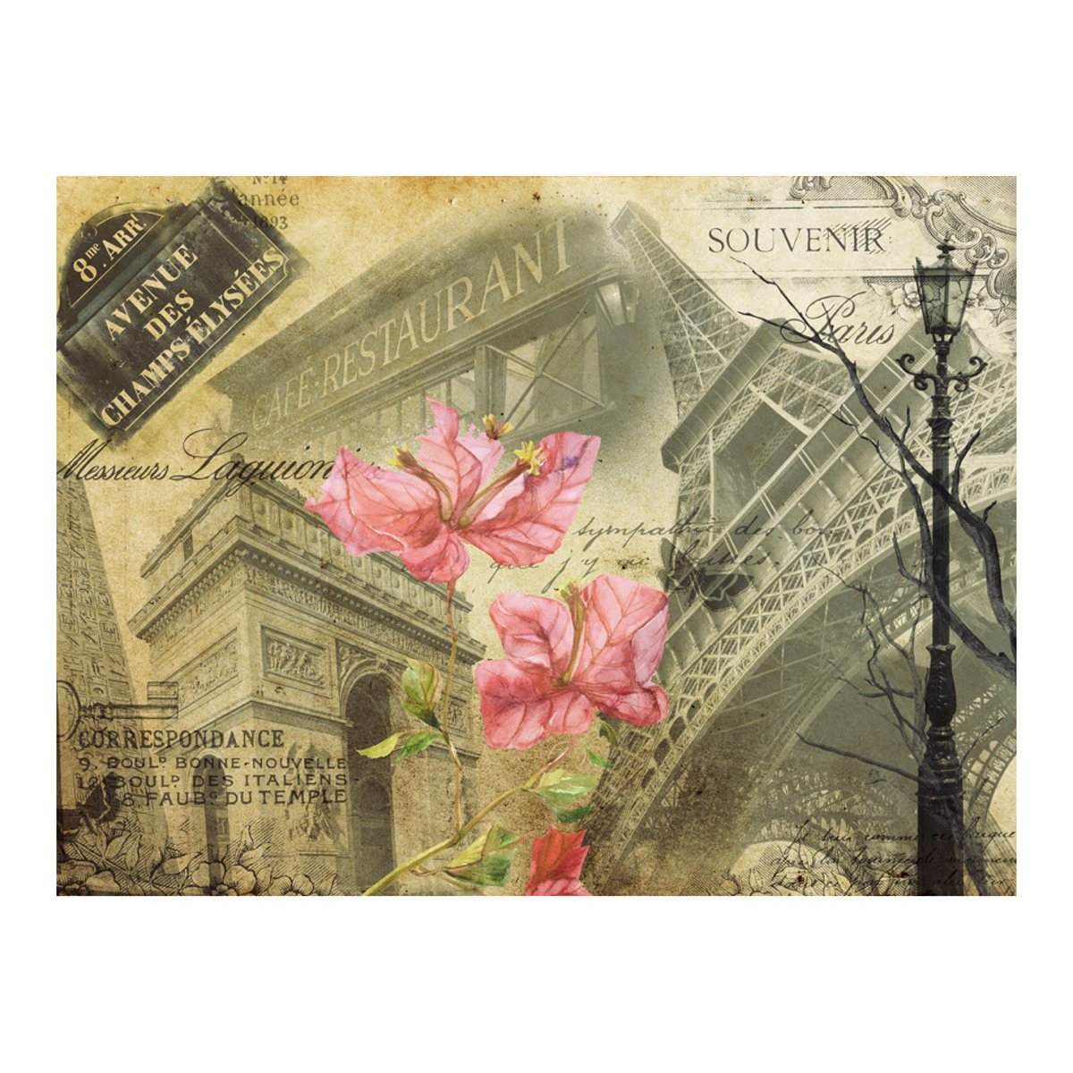 Papier peint intissé panoramique Ville et Architecture Bonjour Paris! beige, EDEN