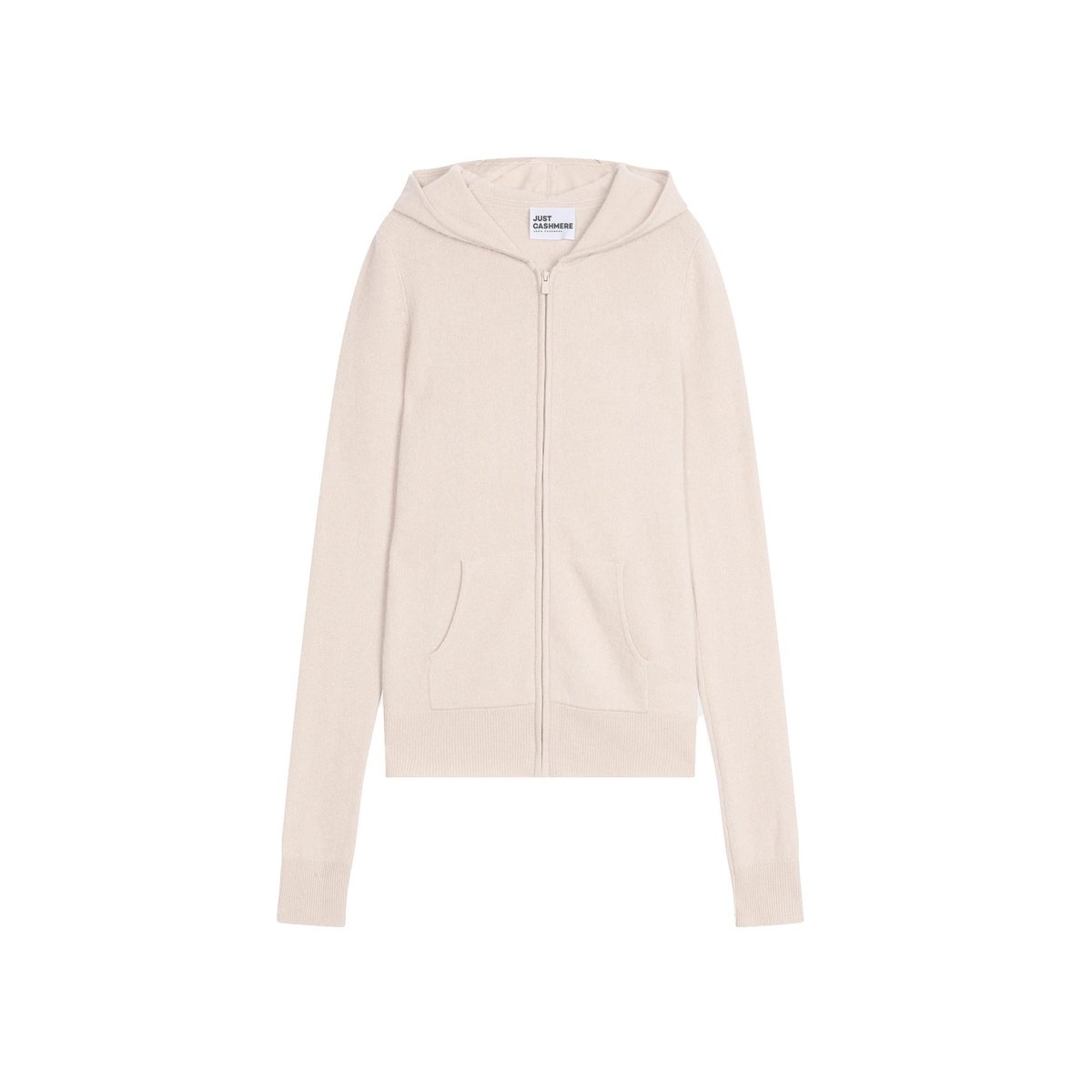Gilet Zippé Capuche Ivoire Debbie blanc, JUST CASHMERE